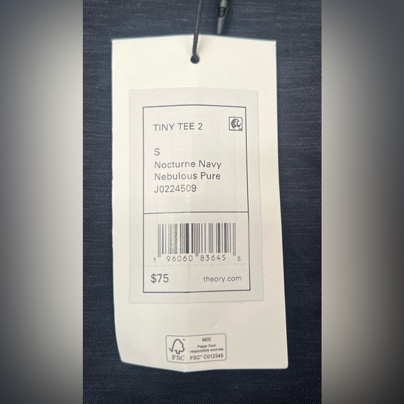 New Women’s Theory Tiny Tee 2 Nebulous Pure Nocturne Navy Size S Short Sleeve - Picture 5 of 5